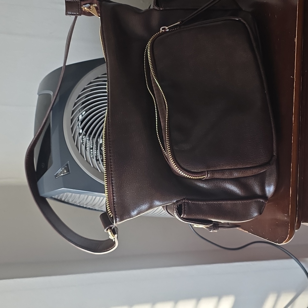 Brown Leather Textured Shoulder Bag